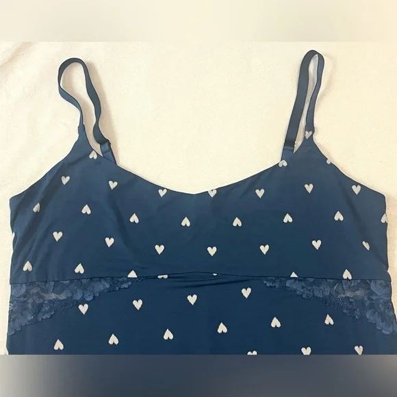 Victoria’s Secret Modal Lace Trim Sweetheart Blue Shibori Heart Slip Dress XXL - Picture 6 of 16